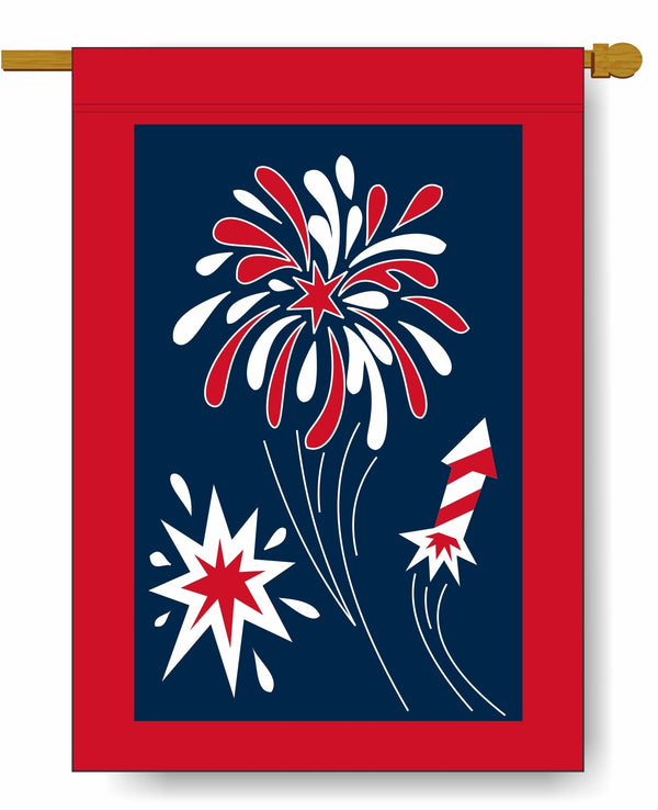 Fireworks Burst Banner Flag 28 x 40 inch Patriotic - The Flag Lady