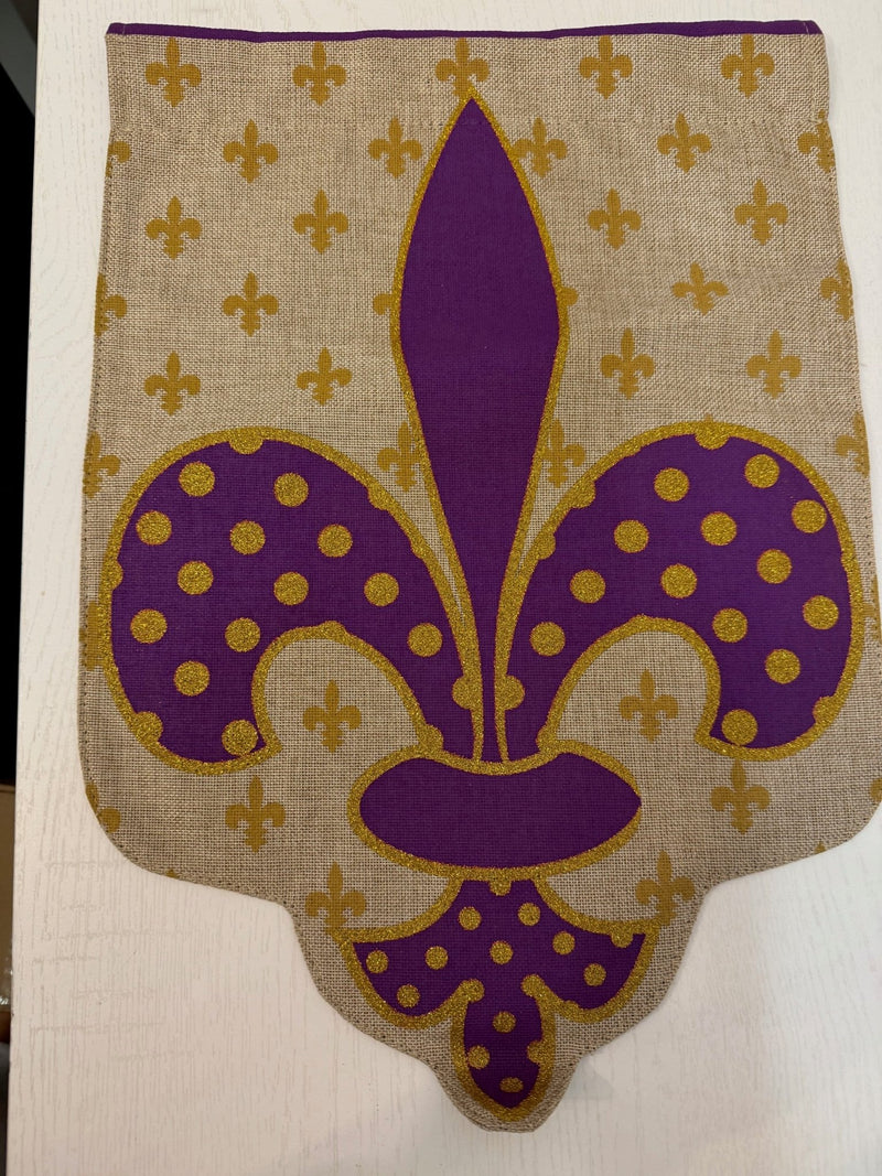 Fleur De Lis Burlap Garden Flag - The Flag Lady