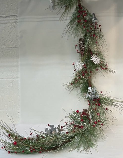 Flocked Snowflake Garland - The Flag Lady