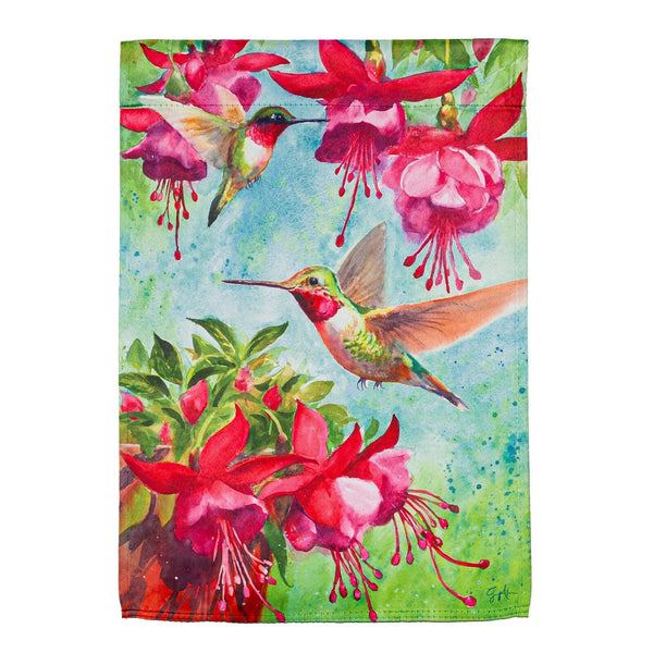 Fuchsia Hummingbird Suede Garden Flag - The Flag Lady