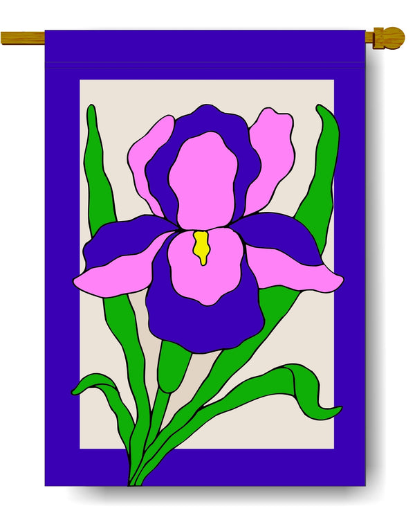 Garden Iris Banner Flag 28 x 40 inch Flowers, Spring, Summer - The Flag Lady