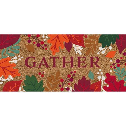 Gather Fall Leaves Flocked Coir Sassafras Switch Mat - The Flag Lady