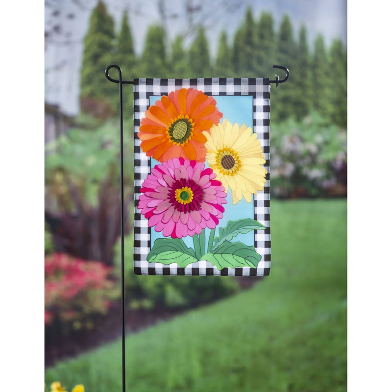 Gerbera Daisy Trio Applique Garden Flag - The Flag Lady