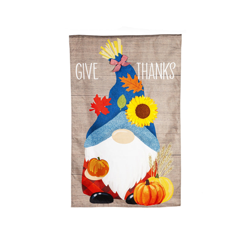 Give Thanks Fall Gnome Burlap Flags - The Flag Lady