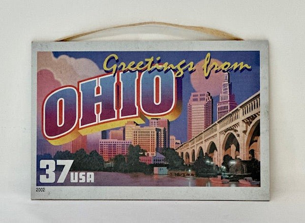 Greetings from Ohio Vintage Stamps Sign - The Flag Lady