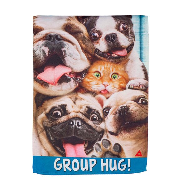 Group Hug Puppies Garden Flag - The Flag Lady