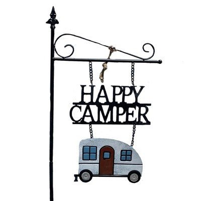 Happy Camper Poke Metal Vacation Site Décor - The Flag Lady