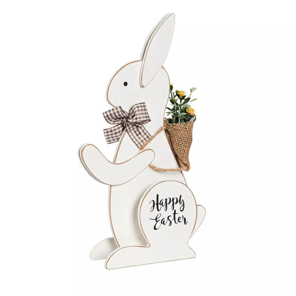 "Happy Easter" Wooden Bunny Table Top Décor - The Flag Lady