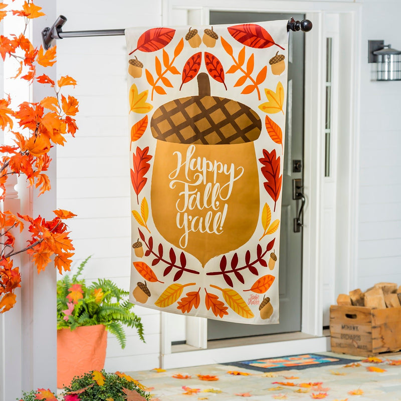 Happy Fall Acorn Suede Banner Flag - The Flag Lady