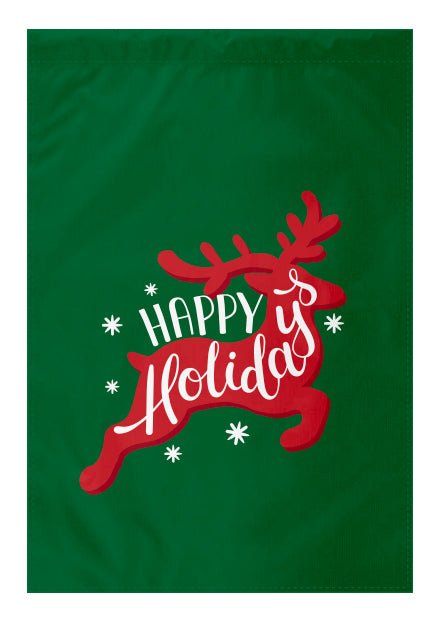 Happy Holidays Reindeer Garden Flag - The Flag Lady