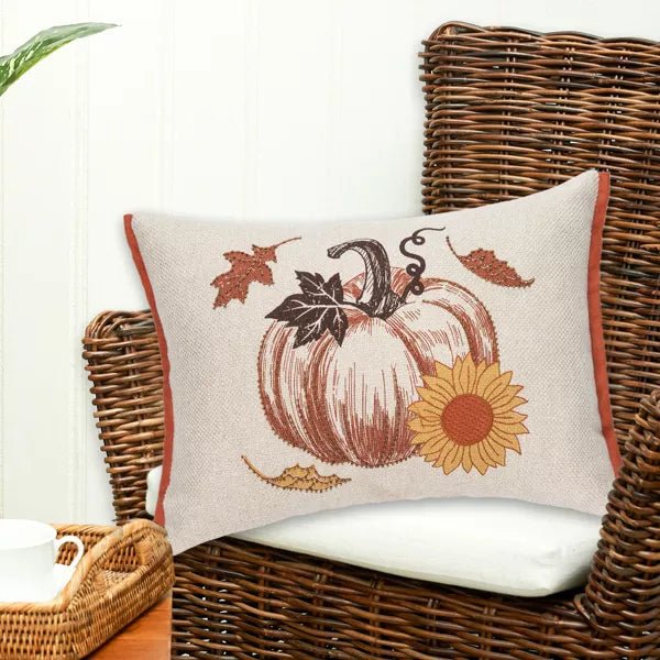 Harvest Time Pumpkin Embellished Fall Throw Pillow - The Flag Lady