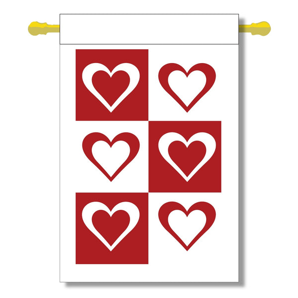 Heart Quilt Banner Flag 28 x 40 inch Valentine's Day - The Flag Lady