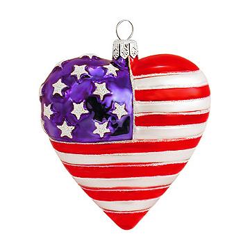 HEART SHAPED AMERICAN FLAG GLASS ORNAMENT - The Flag Lady