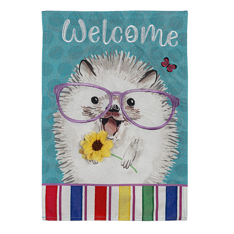 Hedgehog Pal Linen Garden Flag - The Flag Lady