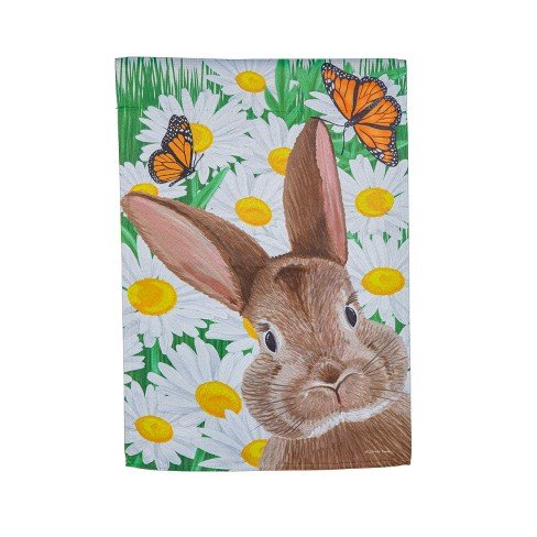 Hello Bunny Suede Garden Flag - The Flag Lady