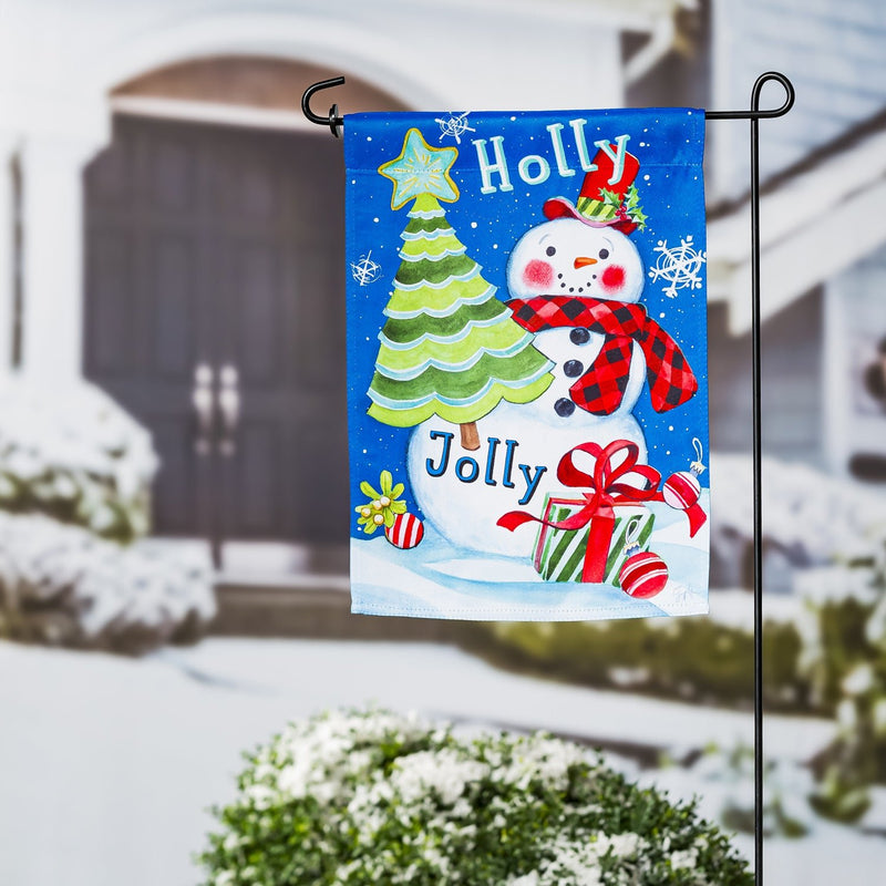 Holly Jolly Snowman Garden Suede Flag - The Flag Lady