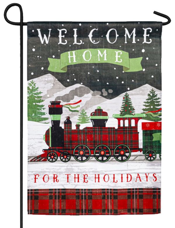 Home for the Holidays Train Garden Suede Flag - The Flag Lady