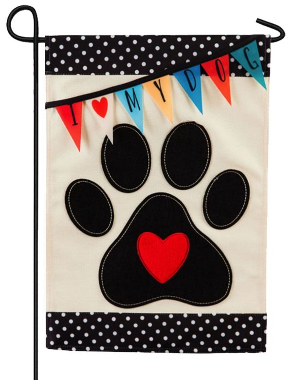 I Love My Dog Garden Burlap Flag - The Flag Lady