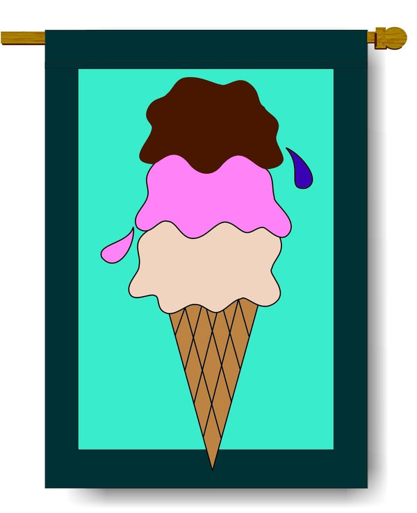 Ice Cream Cone Banner Flag 28 x 40 inch Summer - The Flag Lady