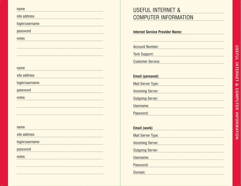 Internet Address and Password Logbook - The Flag Lady