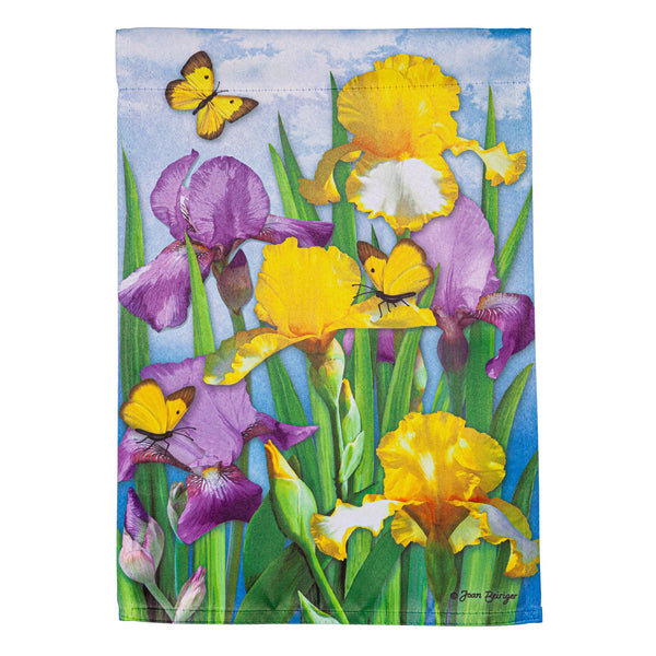 Irises in Spring Suede Garden Flag - The Flag Lady