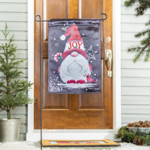 Joy Gnome Lustre Garden Flag - The Flag Lady