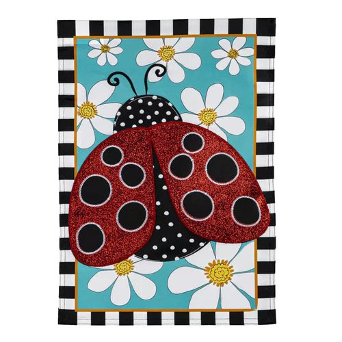 Ladybug with Daisies Banner Flag - The Flag Lady