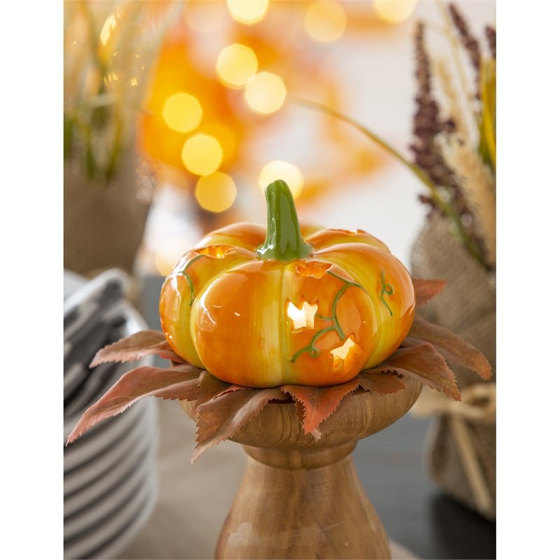 LED Ceramic Light Up Pumpkin Table Decor - The Flag Lady