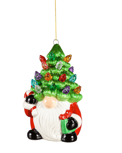 LED Ceramic Ornament with Christmas Tree Hat - The Flag Lady