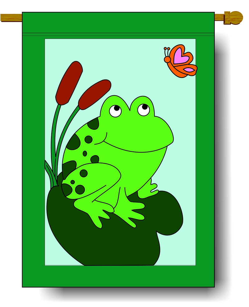 Lillypad Frog Banner Flag 28 x 40 inch Animals - The Flag Lady