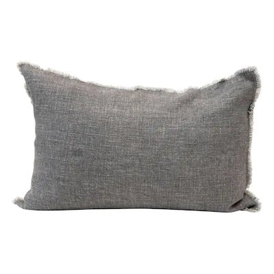 Linen Blend Lumbar Pillow w/ Frayed Edges Poly Fill (12x16") - The Flag Lady