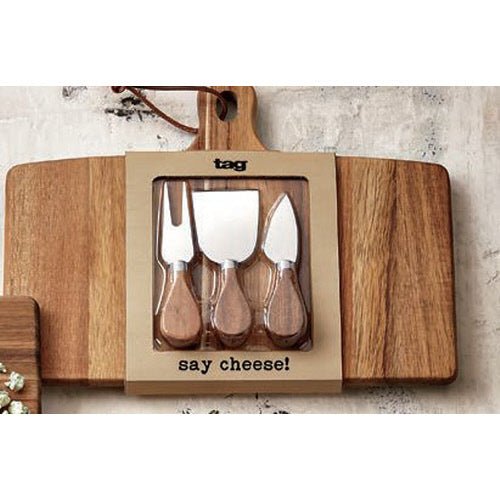 Long Acacia Board & Cheese Set - The Flag Lady