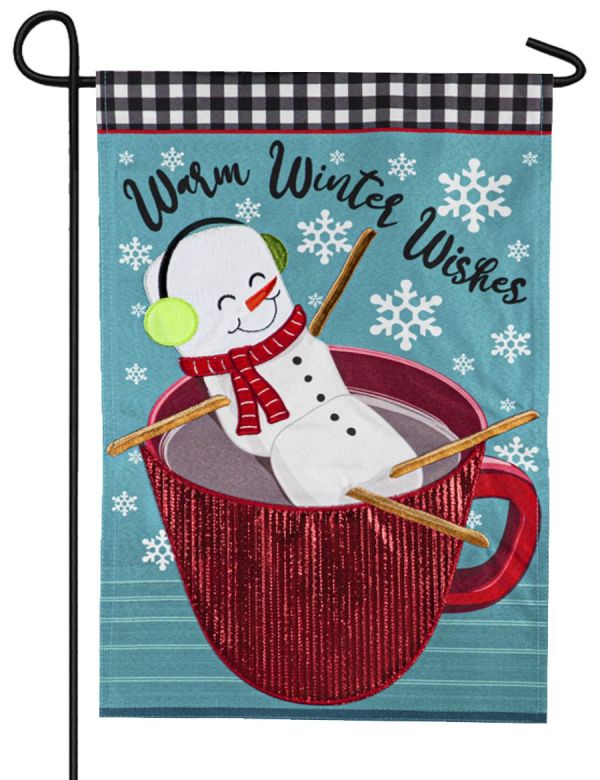 Marshmallow Snowman Linen Garden Flag - The Flag Lady