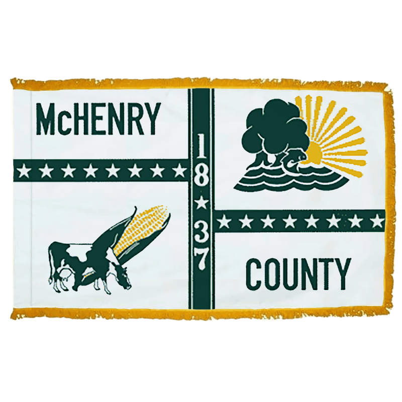 McHenry County Illinois Flag - 3x5ft Indoor w/Fringe - The Flag Lady