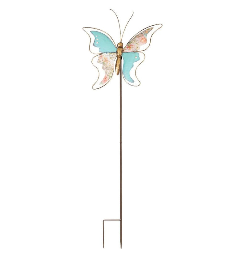 Metal Garden Stake, Decoupage Butterfly 41"H - The Flag Lady