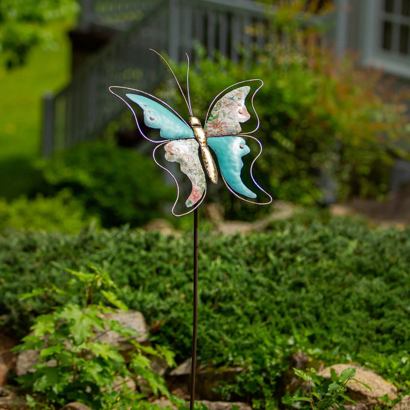 Metal Garden Stake, Decoupage Butterfly 41"H - The Flag Lady