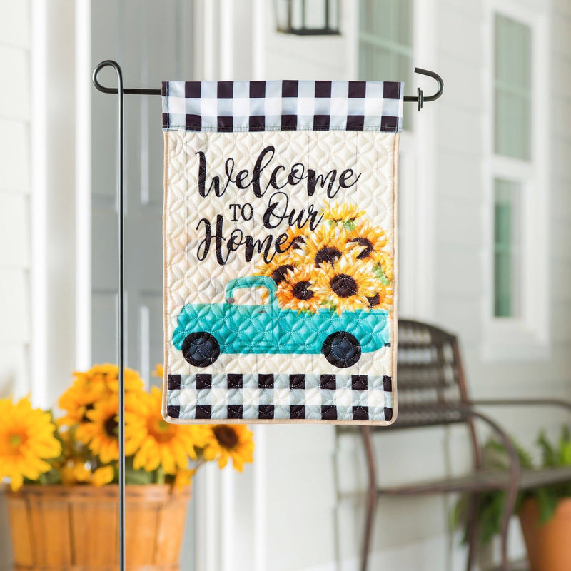 Mint Sunflower Truck Garden Flag - The Flag Lady