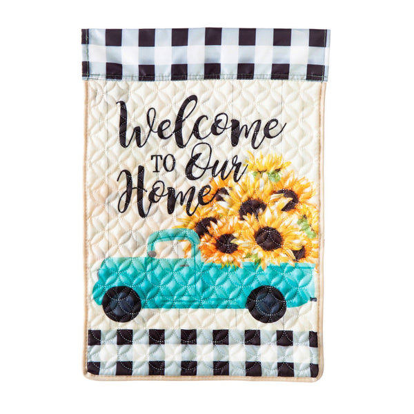 Mint Sunflower Truck Garden Flag - The Flag Lady