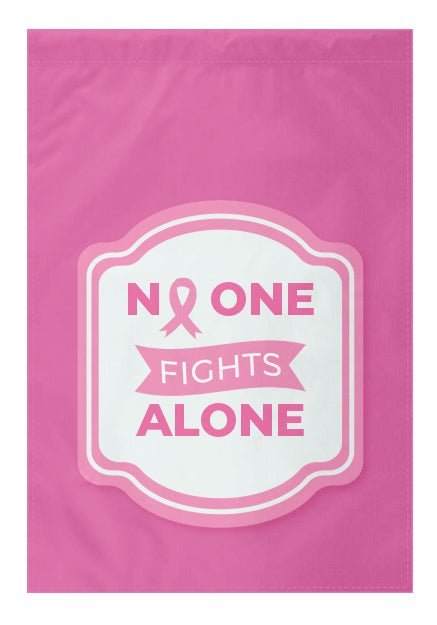 No One Fights Alone Breast Cancer Banner Double Sided - The Flag Lady