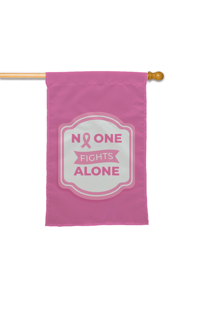 No One Fights Alone Breast Cancer Banner Double Sided - The Flag Lady