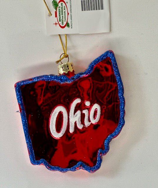 Ohio Buckeye State Glass Ornament - The Flag Lady