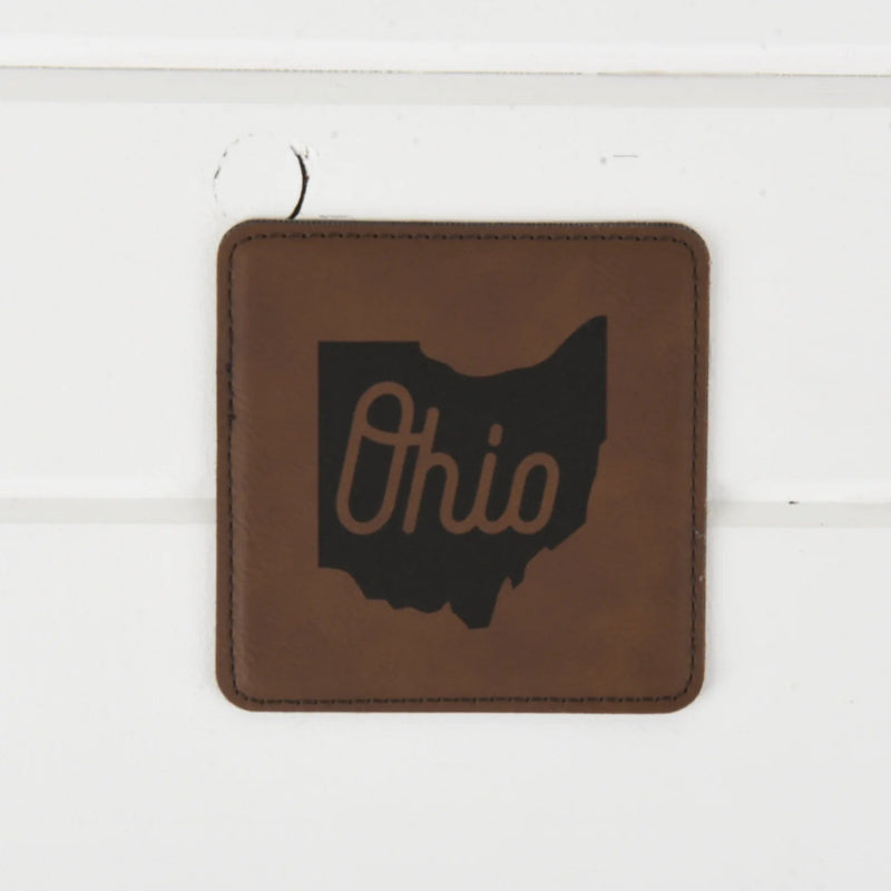 Ohio Leather Coasters - Script State - The Flag Lady