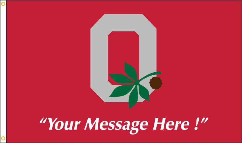 Ohio State Block O Leaf & Nut Flag Personalized - The Flag Lady