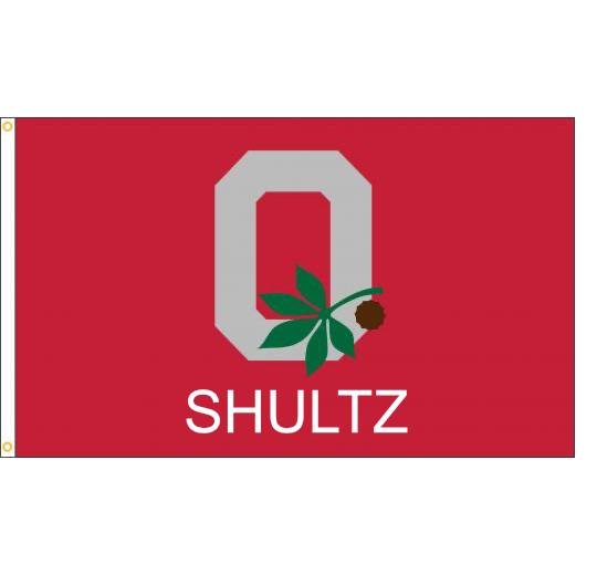 Ohio State Block O Leaf & Nut Flag Personalized - The Flag Lady