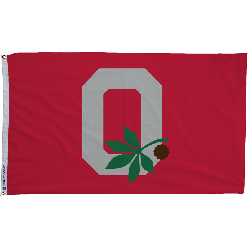 Ohio State Buckeyes Block O Leaf & Nut Flags - The Flag Lady