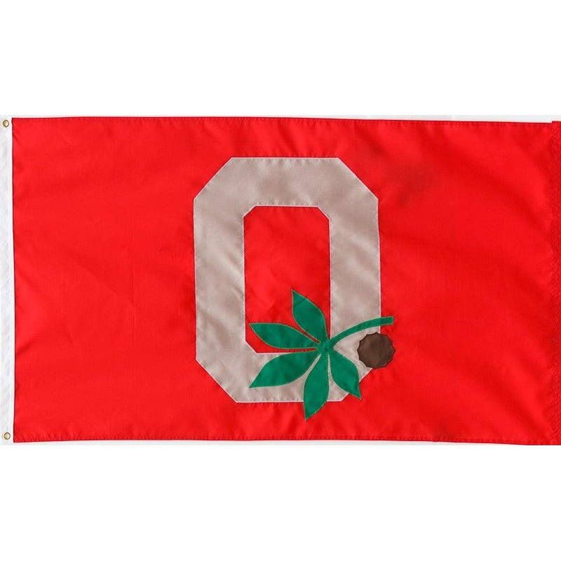 Ohio State Buckeyes Block O Leaf & Nut Flags - The Flag Lady