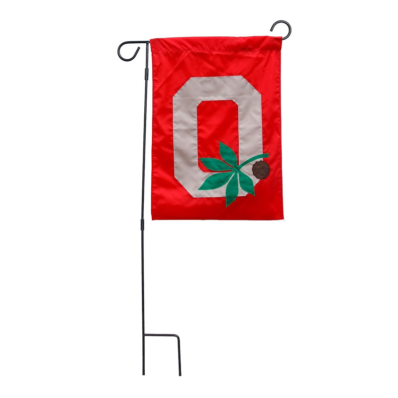 Ohio State Buckeyes Block O Leaf & Nut Garden Flag - The Flag Lady