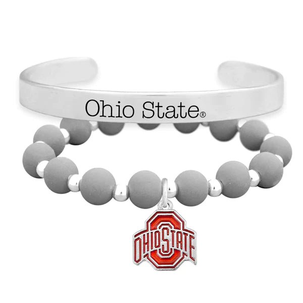 Ohio State Buckeyes Silver Cuff Stack - The Flag Lady