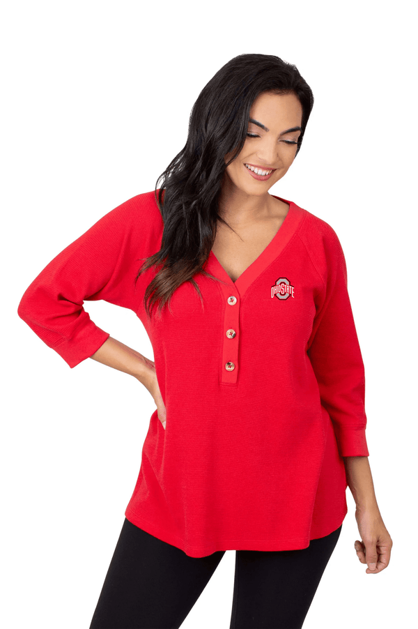 Ohio State Buckeyes Waffle Henley - The Flag Lady