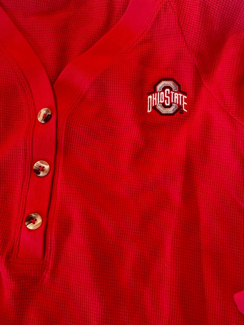 Ohio State Buckeyes Waffle Henley - The Flag Lady